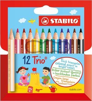 LAPIZ STABILO TRIO GRUESO CORTO 12 COLORES SURTIDO | 3168070205125