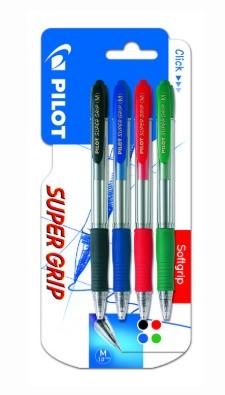BOLIGRAFO PILOT SUPER GRIP 1 AZUL, 1 NEGRO,1 ROJO | 8422911009378
